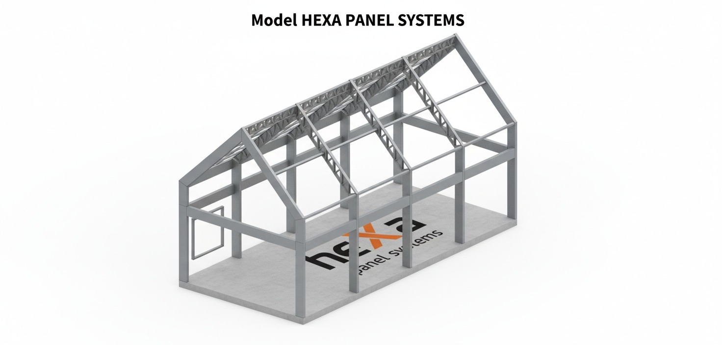 Dom Hexa Panel Systems — szkielet stalowy szary